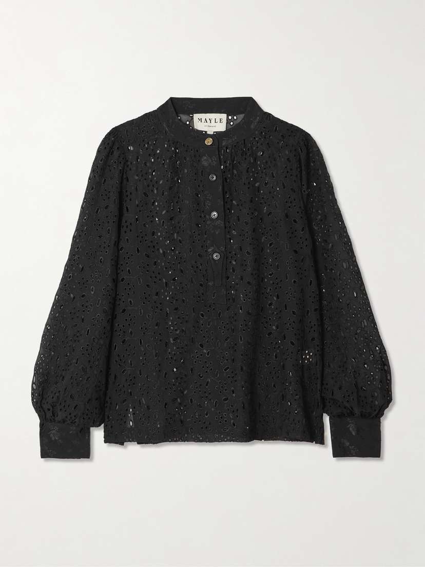 MAISON MAYLE Lady Papa Broderie Anglaise Silk Blouse