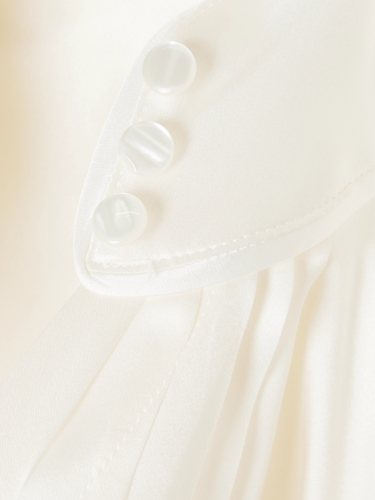 Maison Mayle Val D'isere Gathered Silk-charmeuse Blouse In White