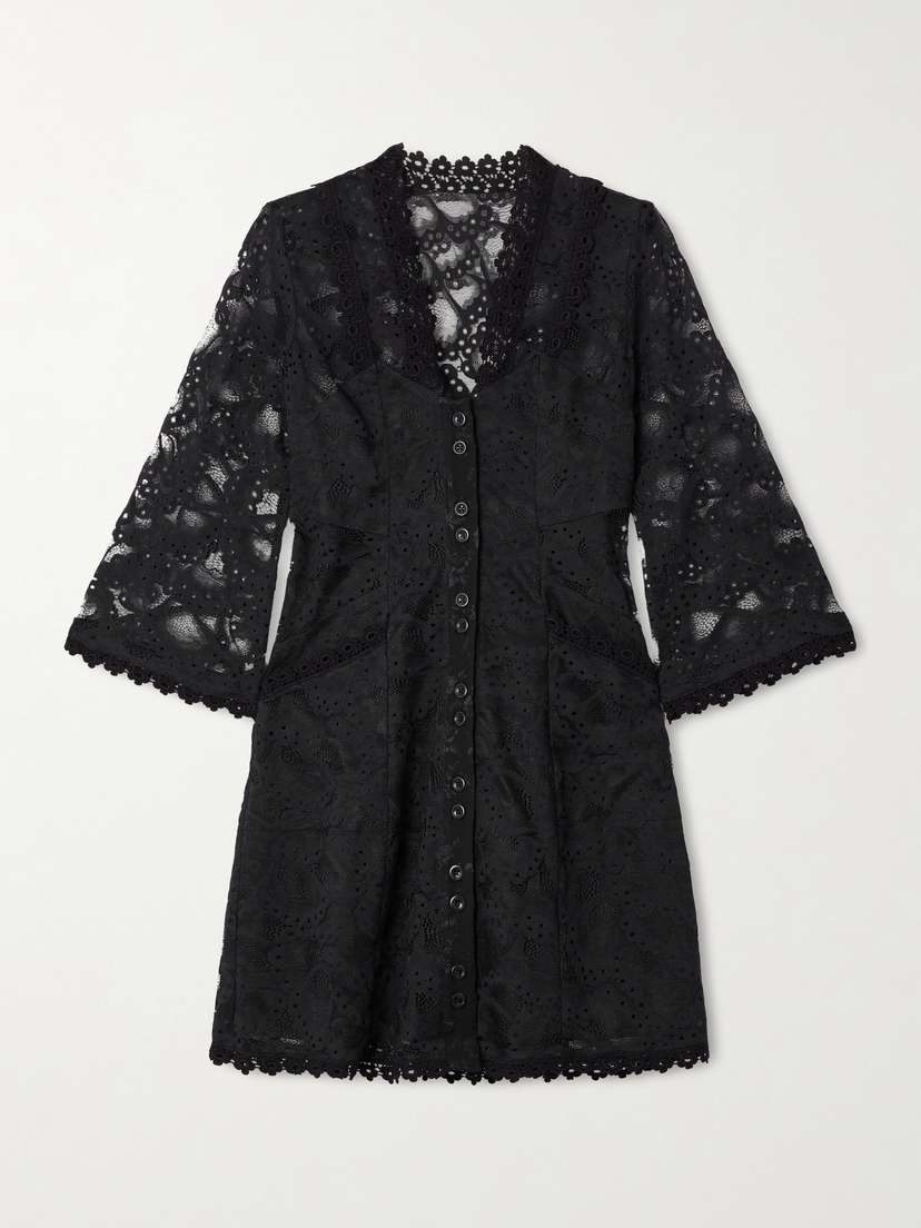 MAISON MAYLE Valesca Paneled Silk-trimmed Cotton-blend Lace Mini Dress