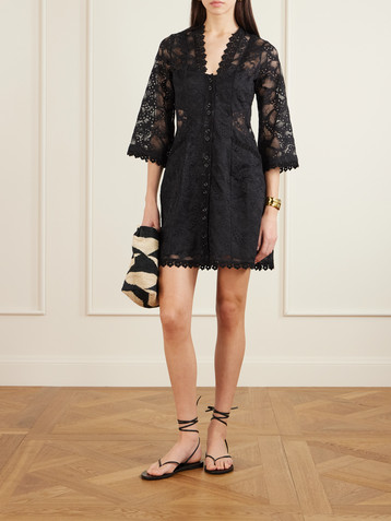 MAISON MAYLE Valesca paneled silk-trimmed cotton-blend lace mini dress