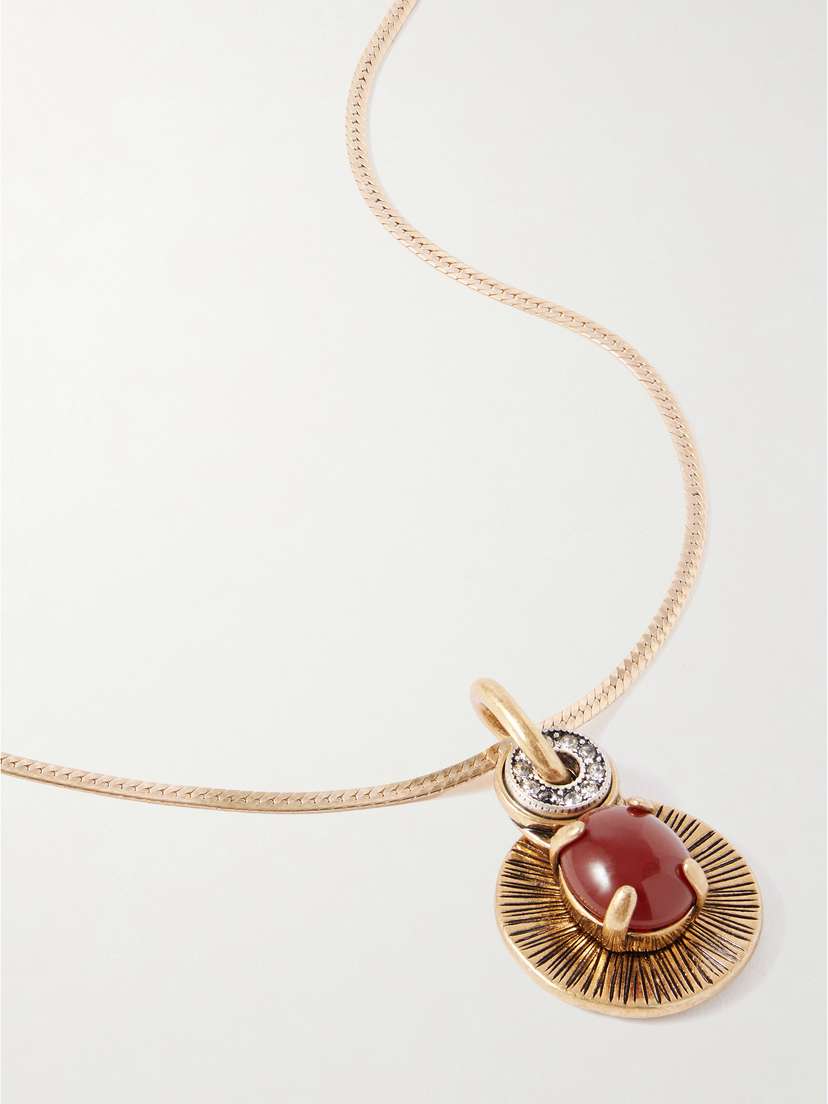 MAISON MAYLE Soli Bon Gold-plated, Carnelian And Crystal Necklace