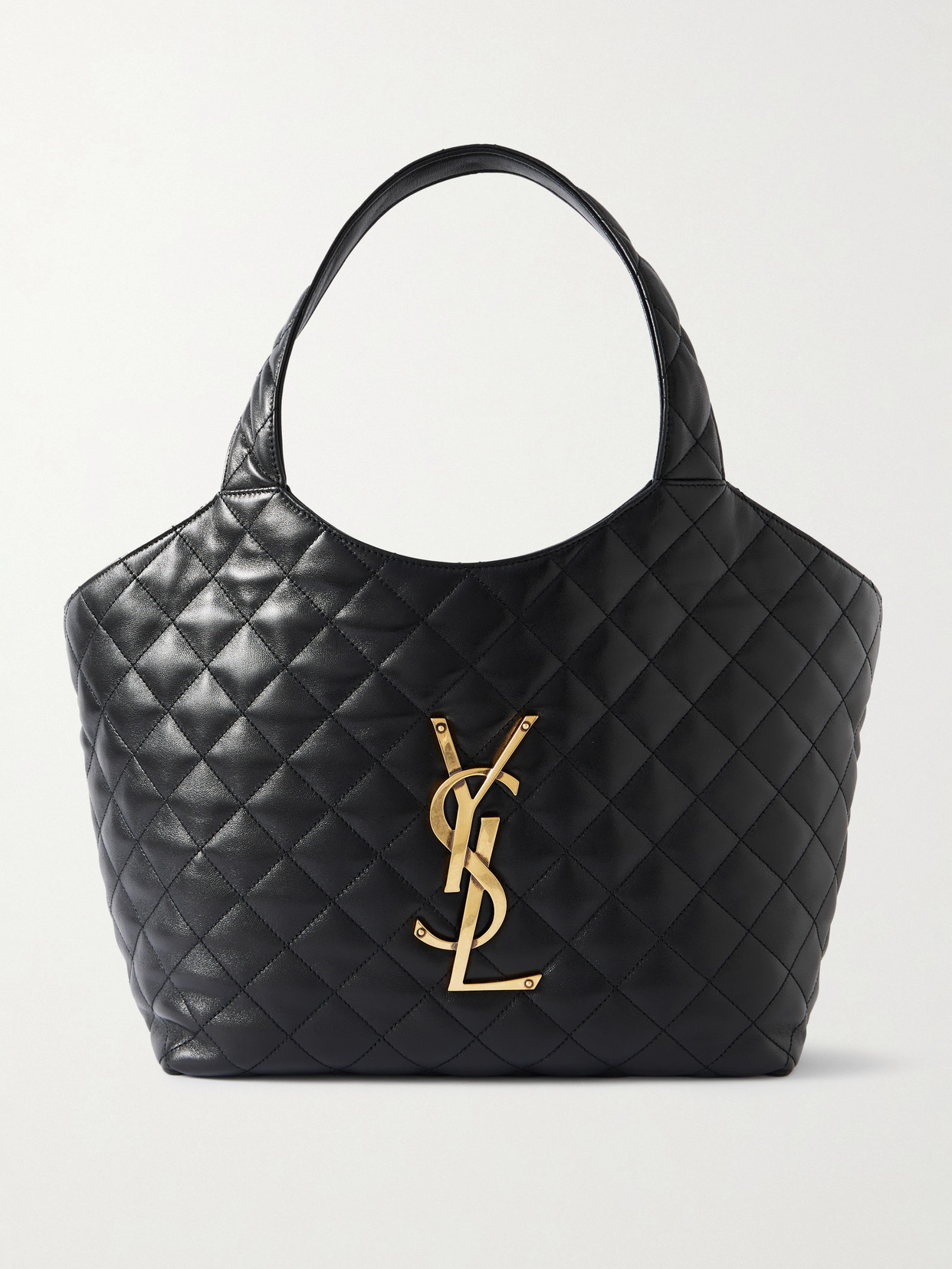 Saint Laurent Icare Medium Quilted Leather Tote In Black