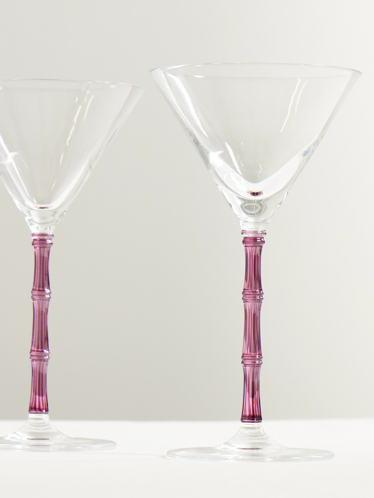 La Doublej Bamboo Set Of Two Crystal Martini Glasses In Pink
