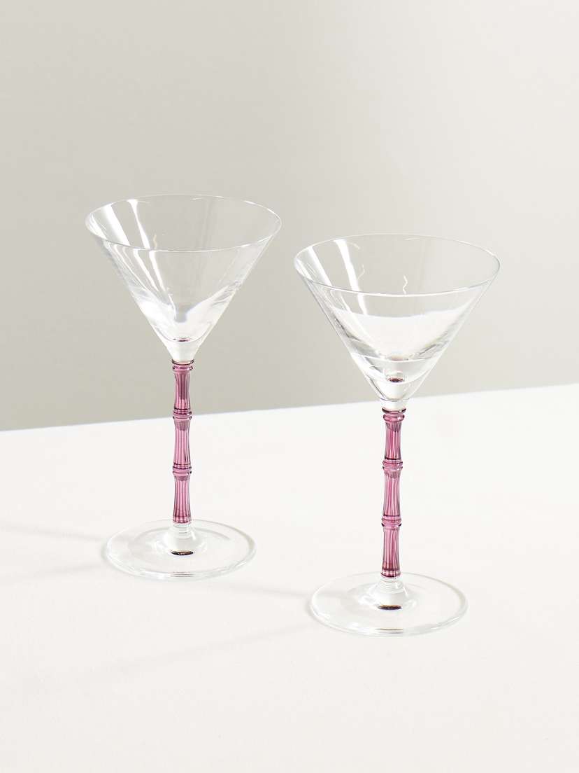 La DoubleJ Bamboo Set Of Two Crystal Martini Glasses