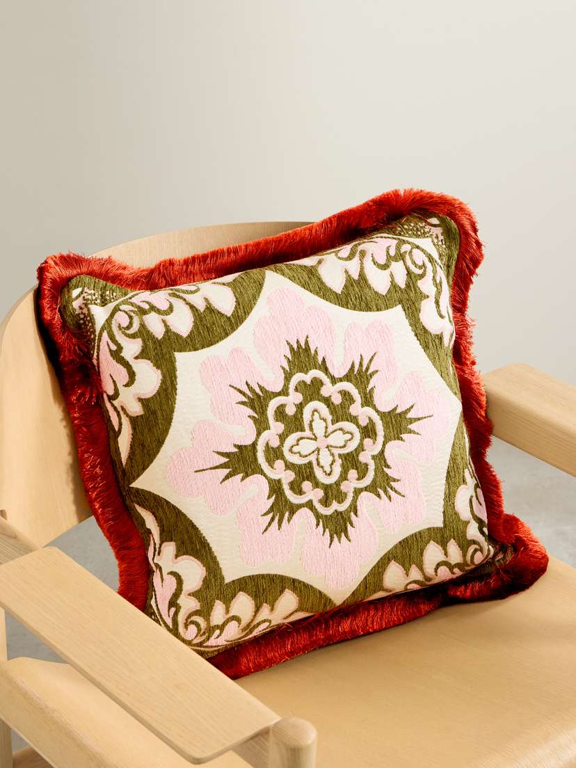 La DoubleJ Fringed Chenille-jacquard Cushion