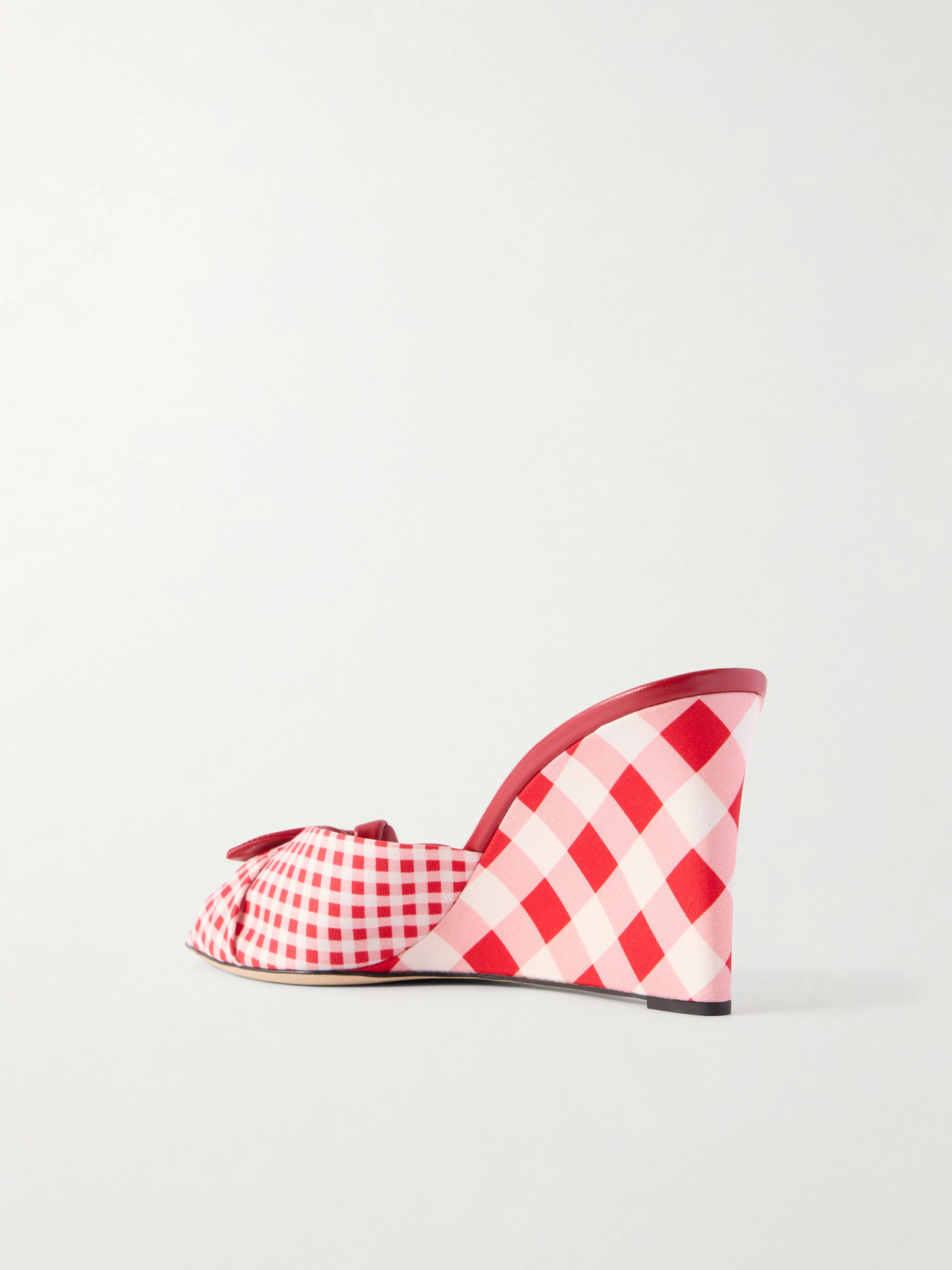 Jimmy Choo Livi 85mm Leather-trimmed Checked Wedge Mules In Red