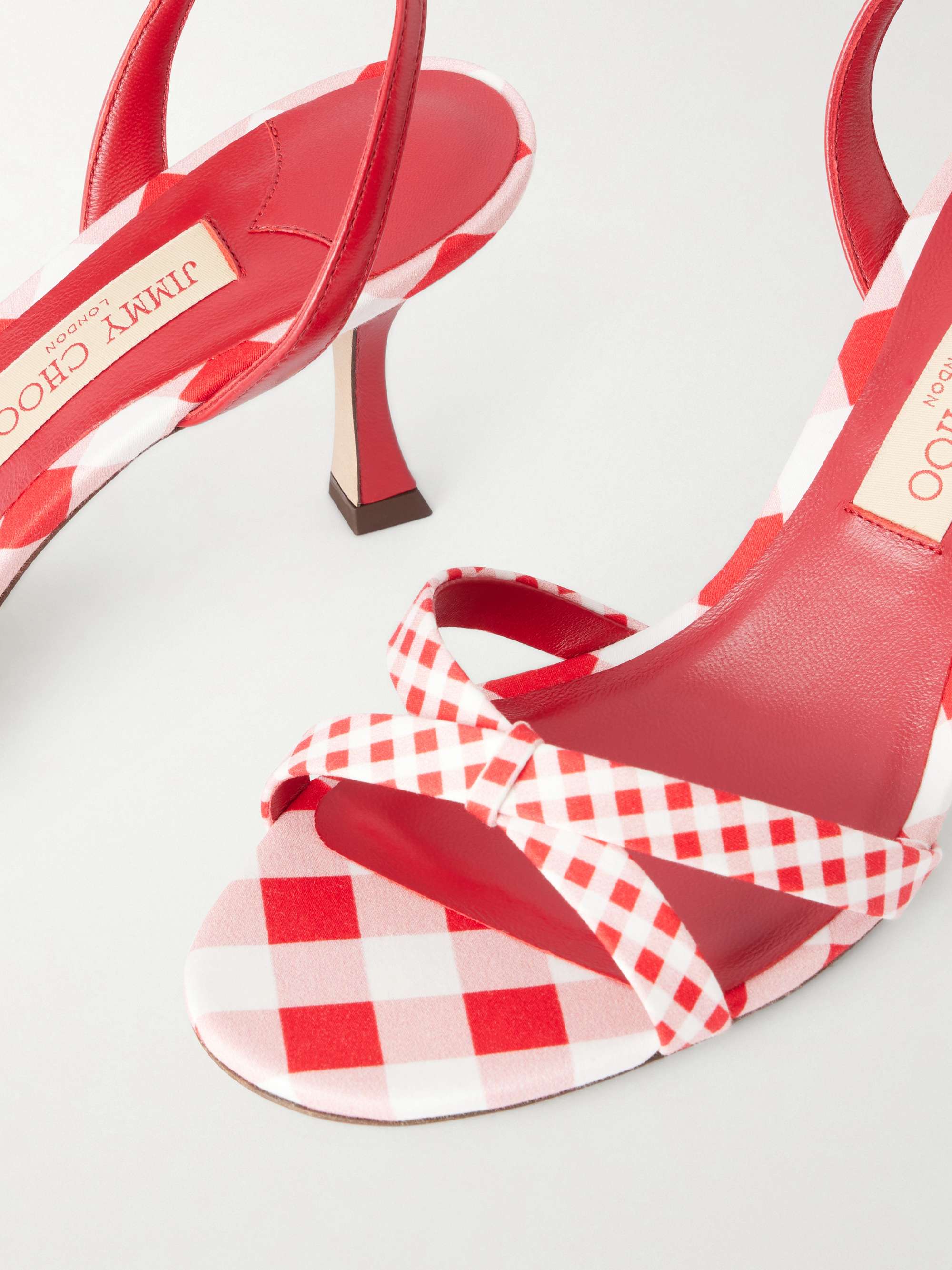 JIMMY CHOO Elsy 70 leather-trimmed twill slingback sandals | NET-A