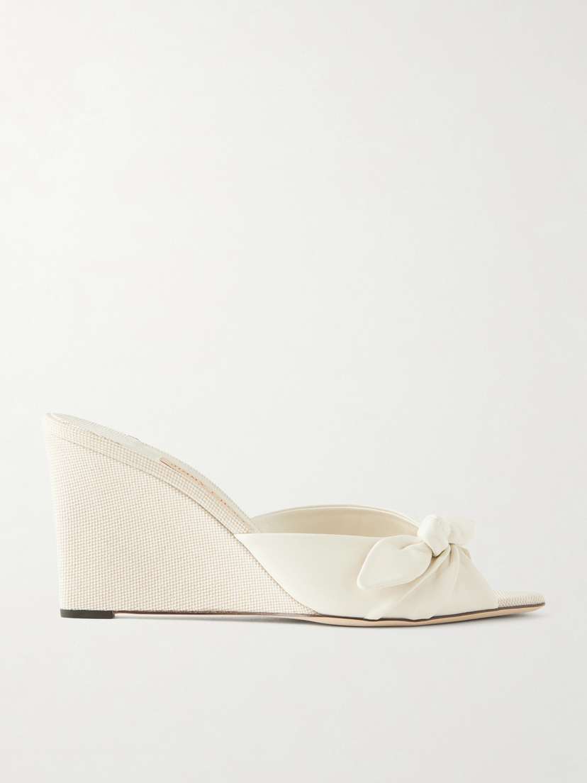 Jimmy Choo Livi 85 Bow-embellished Leather Wedge Sandals