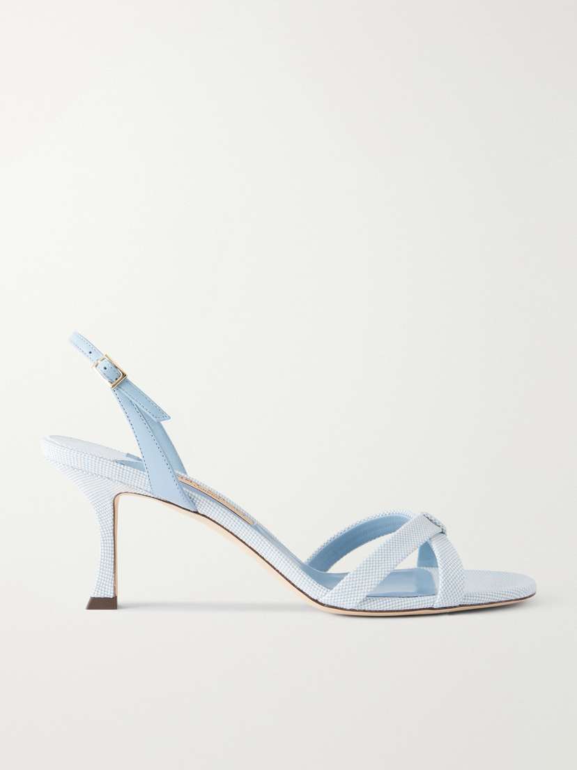 Jimmy Choo Elsy 70 Leather-trimmed Canvas Slingback Sandals