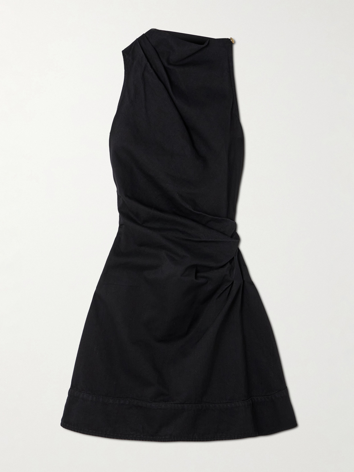 Alexander Mcqueen Gathered Denim Mini Dress In Black