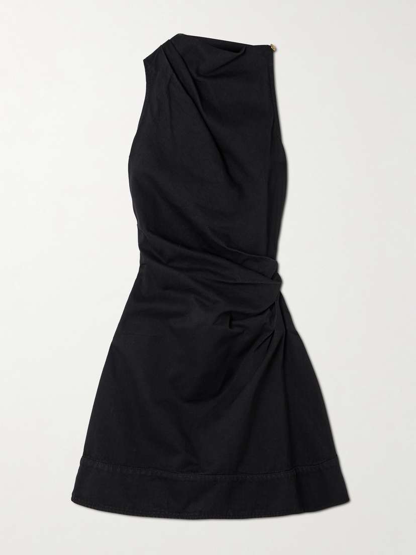 McQueen Gathered Denim Mini Dress