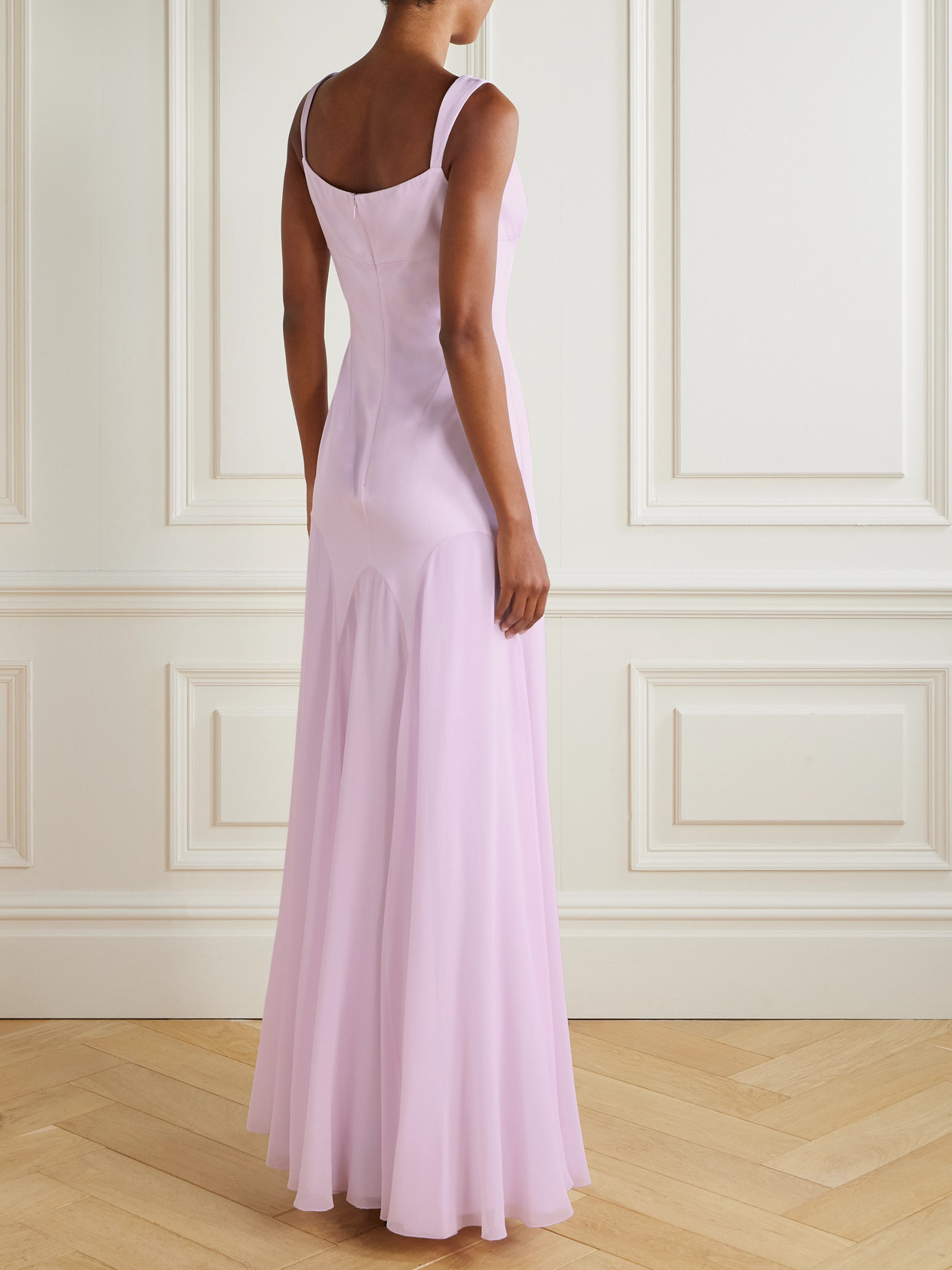 Alexander Mcqueen Paneled Satin-crepe Gown In Multi