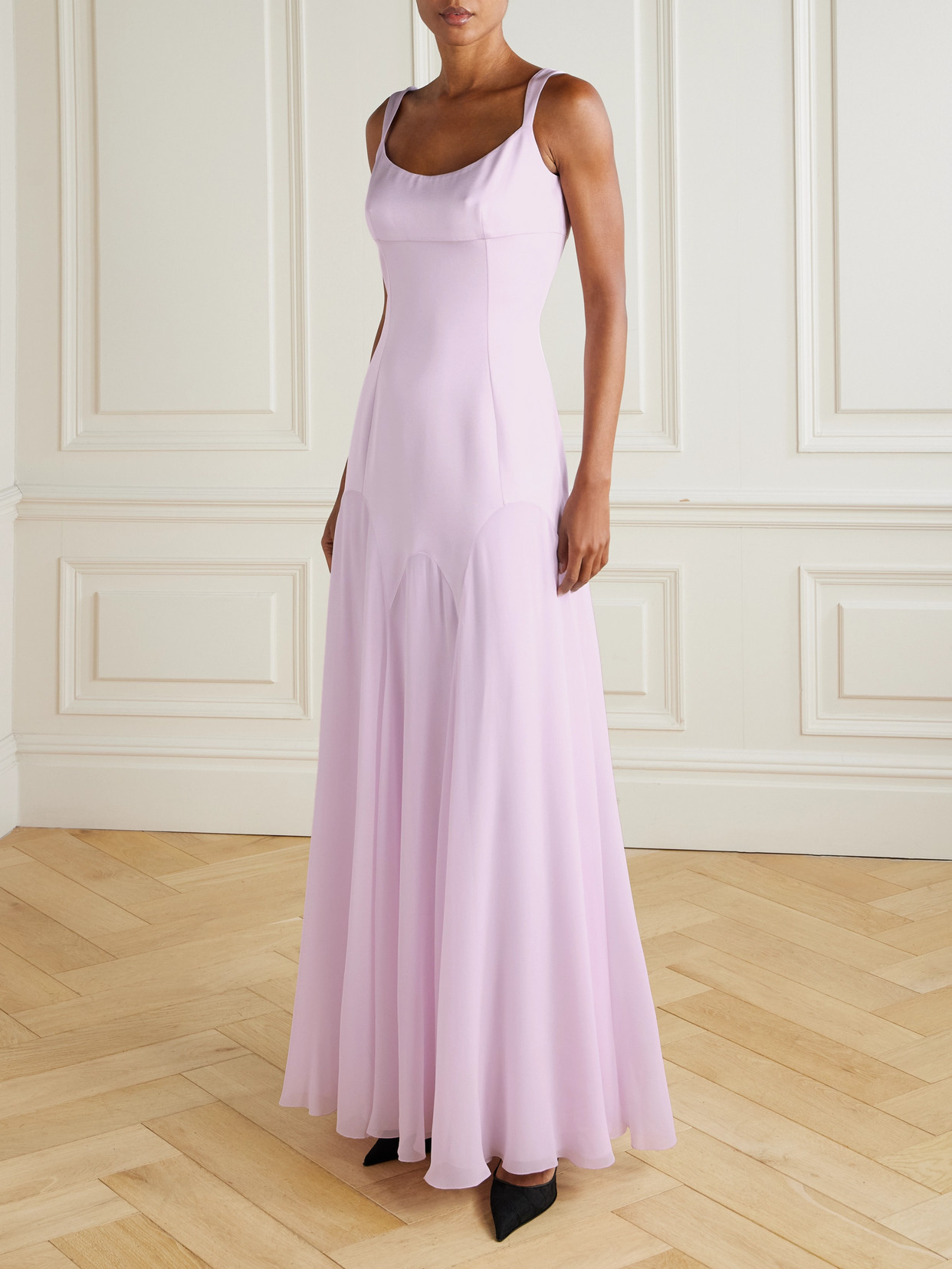 Alexander Mcqueen Paneled Satin-crepe Gown In Multi