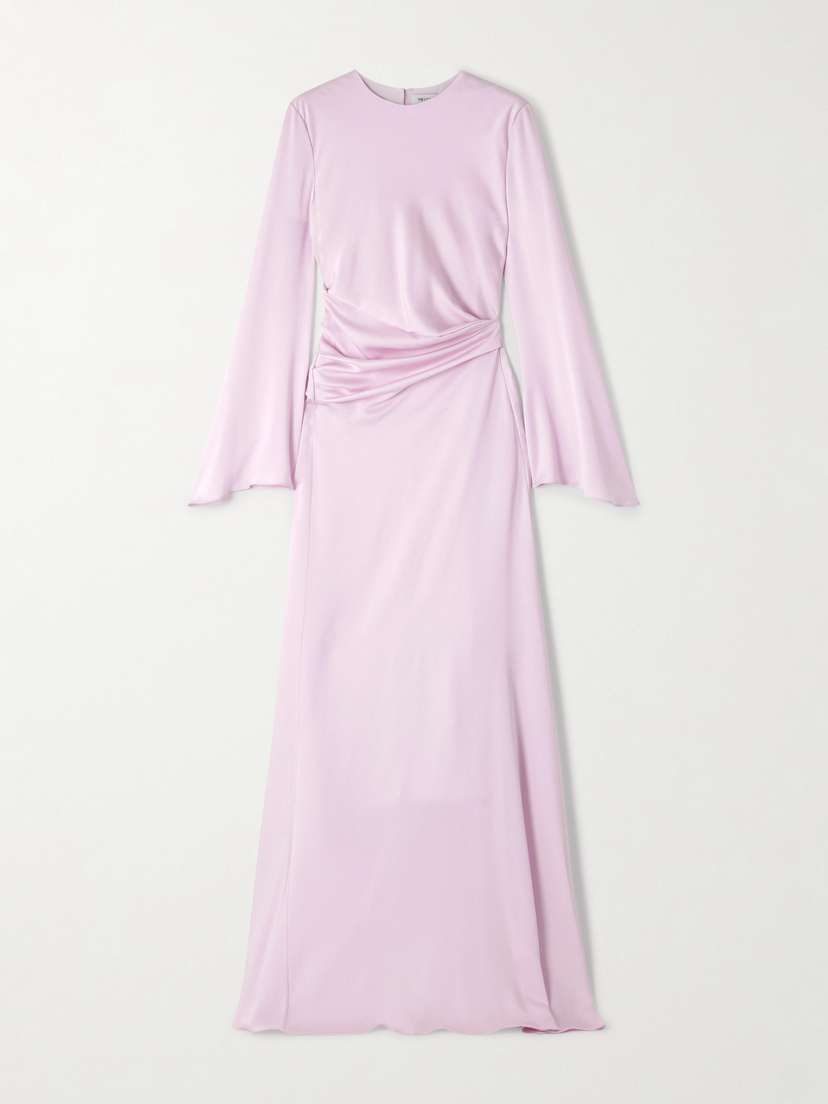 McQueen Gathered Satin-crepe Gown
