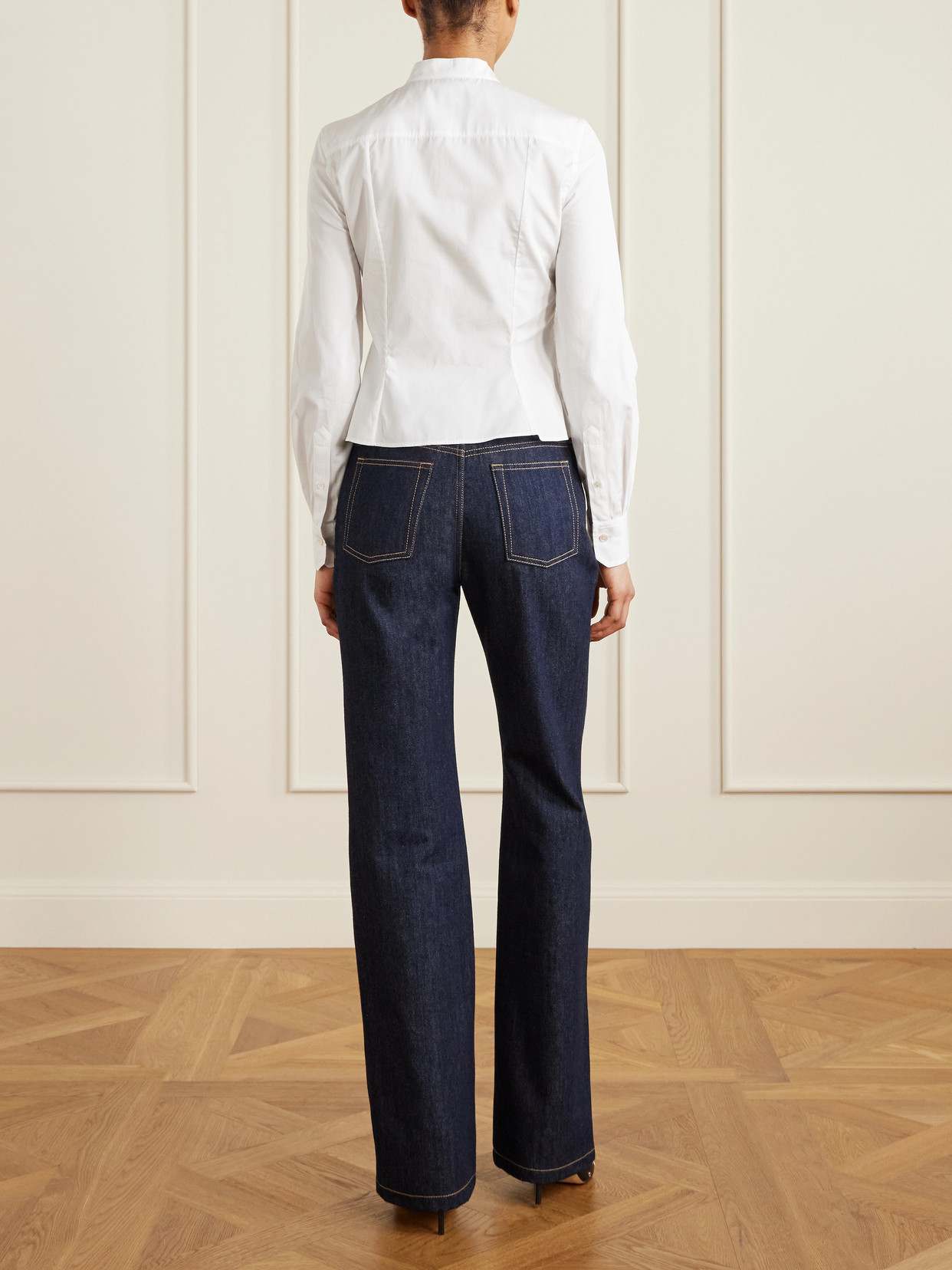 Cropped Pleated Cotton-Poplin Peplum Blouse