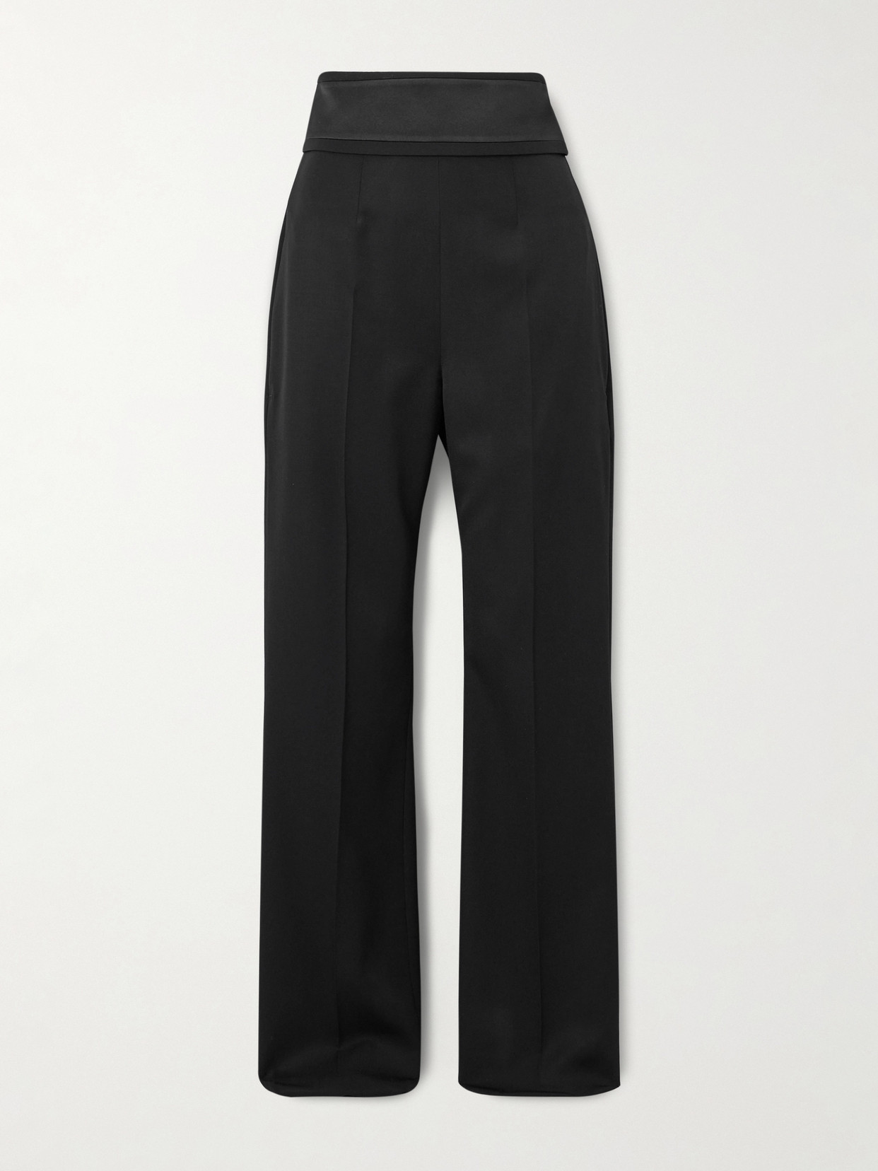 Alexander Mcqueen Satin-trimmed Grain De Poudre Wool Slim-leg Pants In Black
