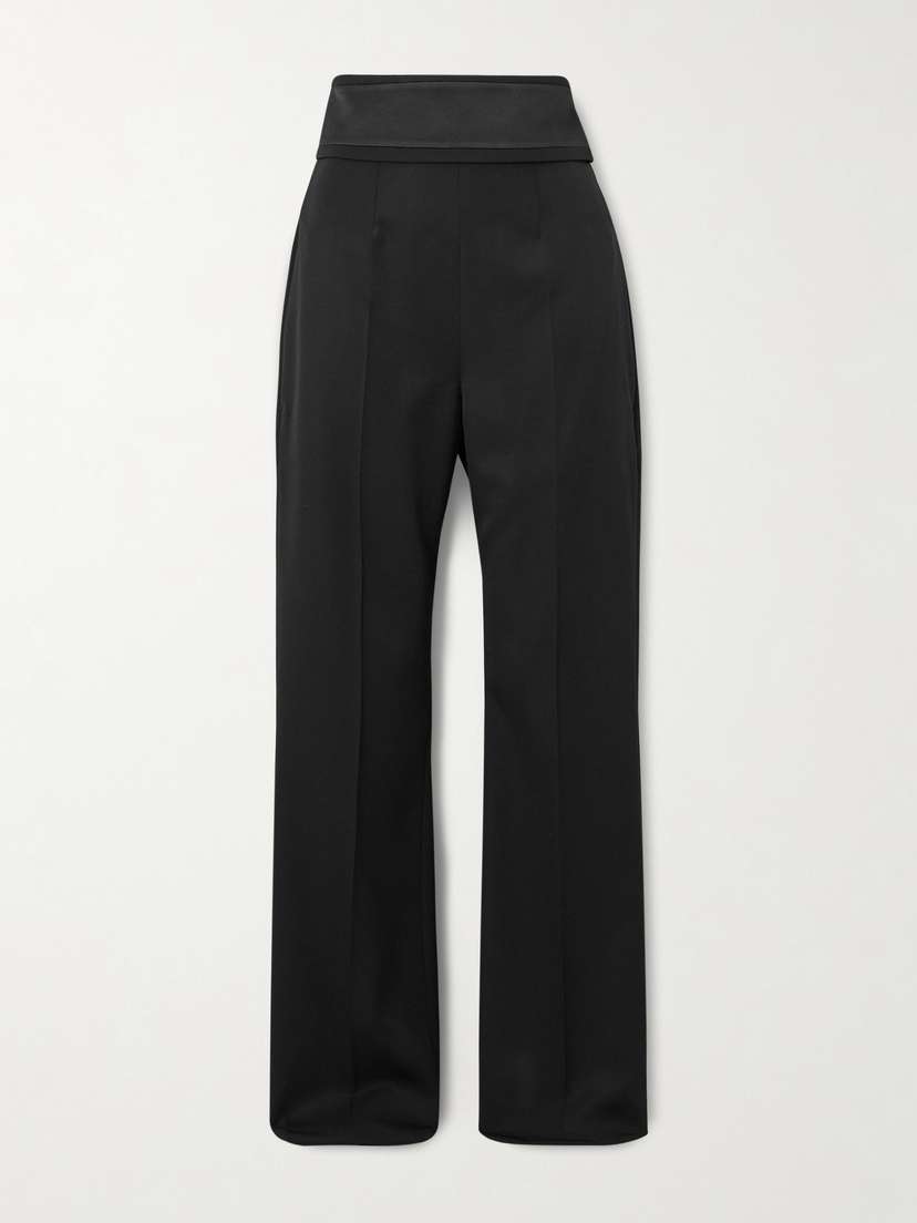 McQueen Satin-trimmed Grain De Poudre Wool Slim-leg Pants