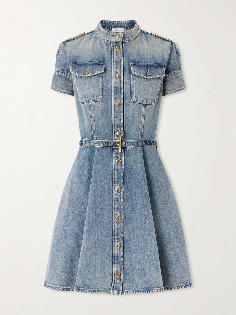 McQueen Belted Denim Mini Dress