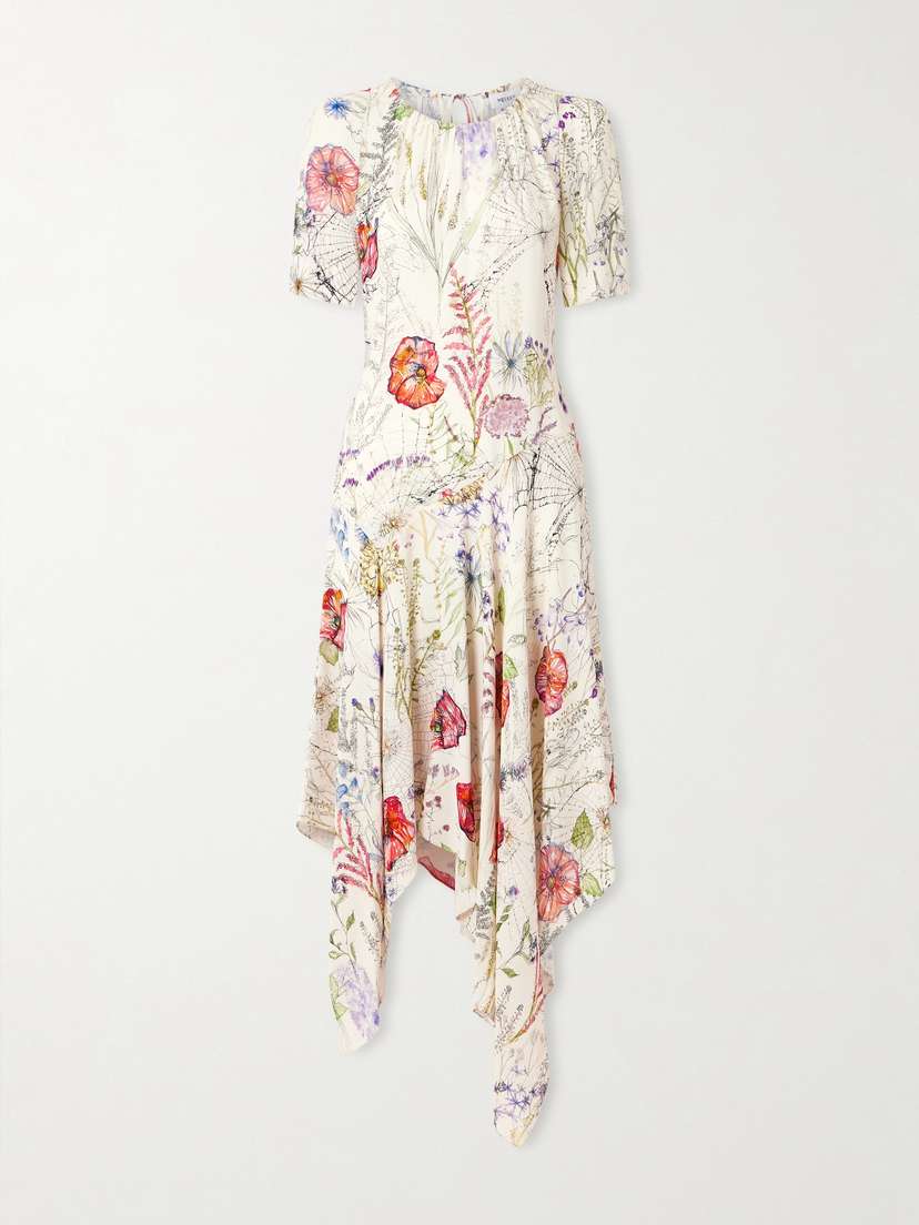 McQueen Floral-print Crepe Midi Dress