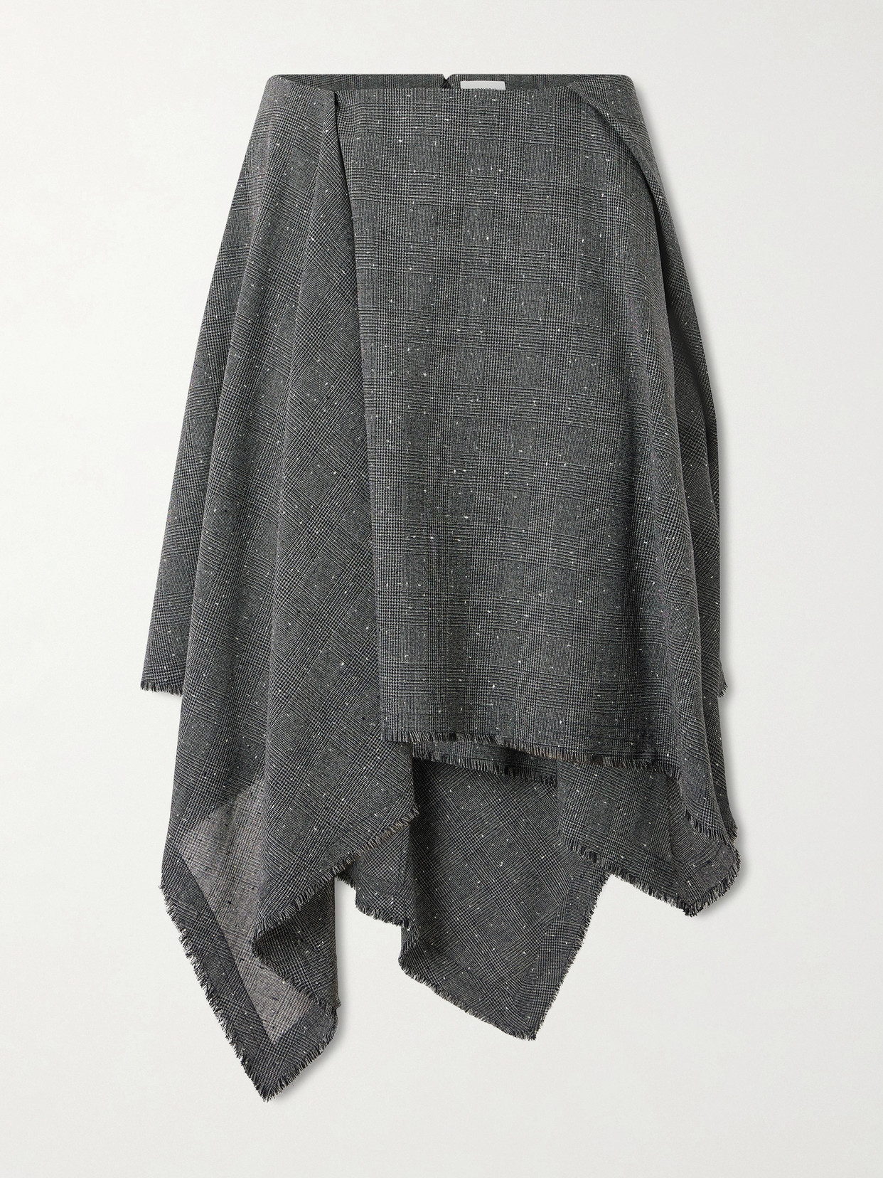 Alexander Mcqueen Asymmetric Prince Of Wales Wool Midi Skirt In Black