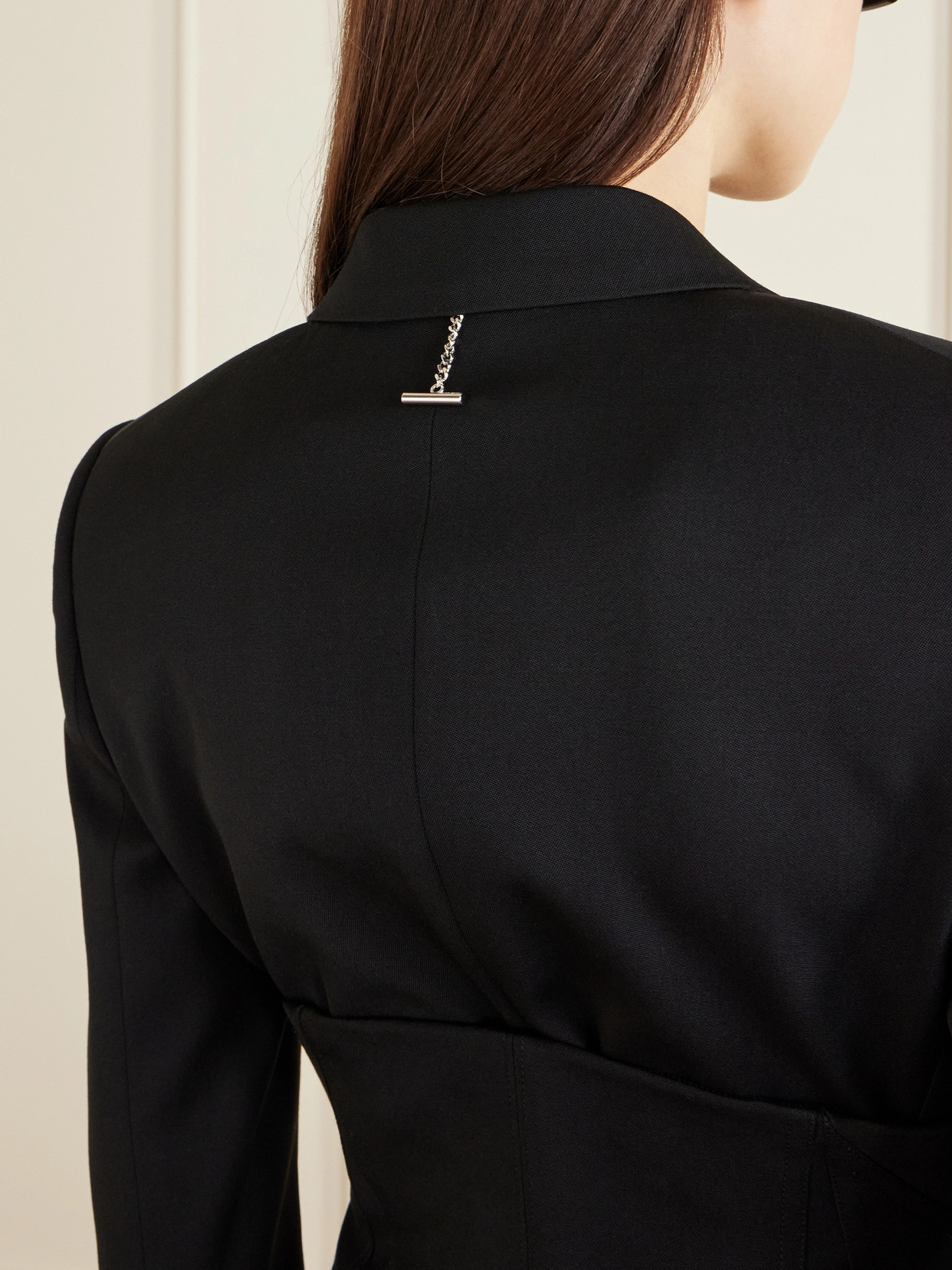 Alexander Mcqueen Layered Grain De Poudre Wool Blazer In Black