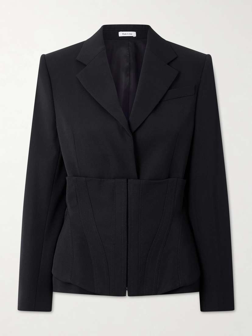 McQueen Layered Grain De Poudre Wool Blazer
