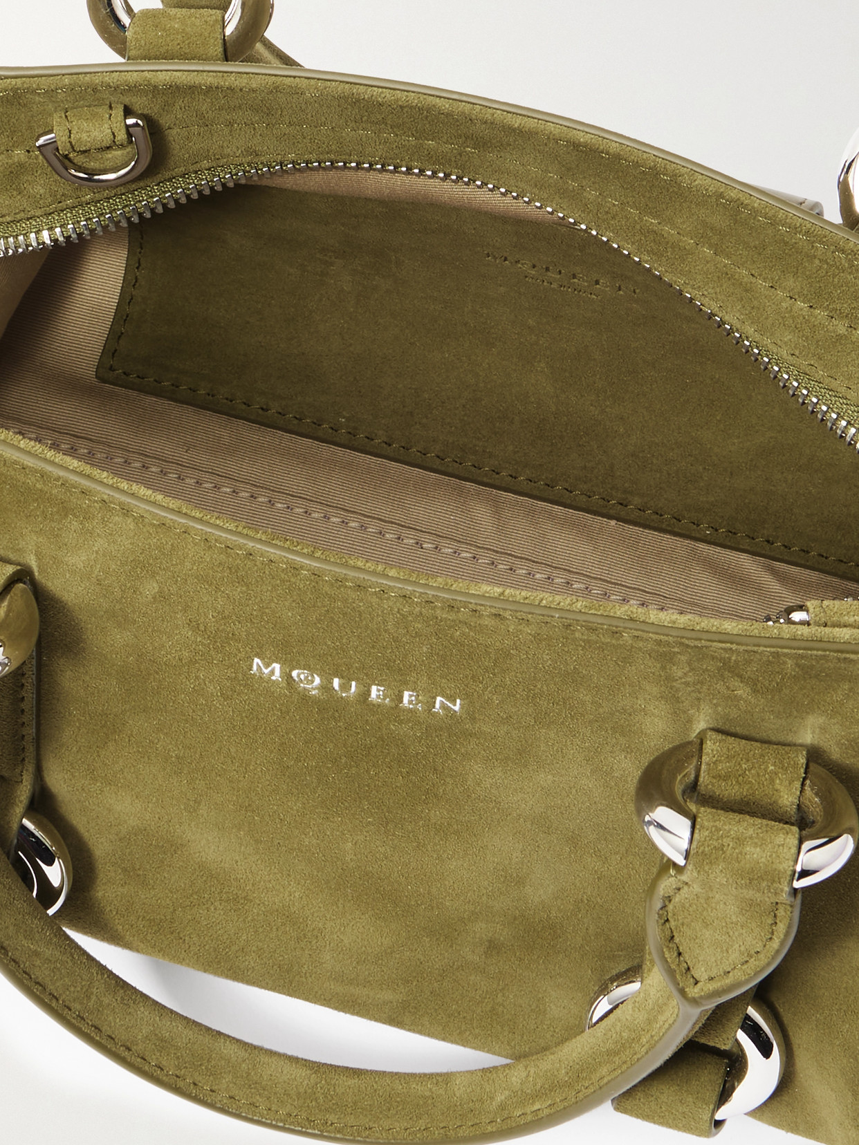 Alexander Mcqueen Suede Shoulder Bag In Green