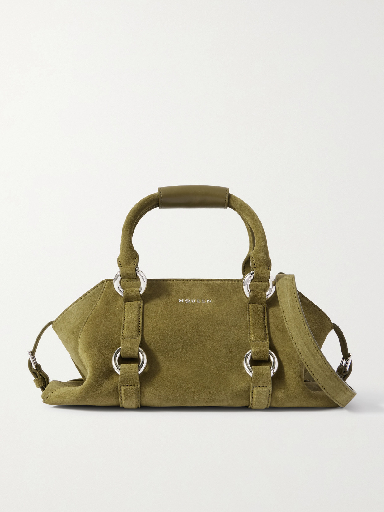 Alexander Mcqueen Suede Shoulder Bag In Green