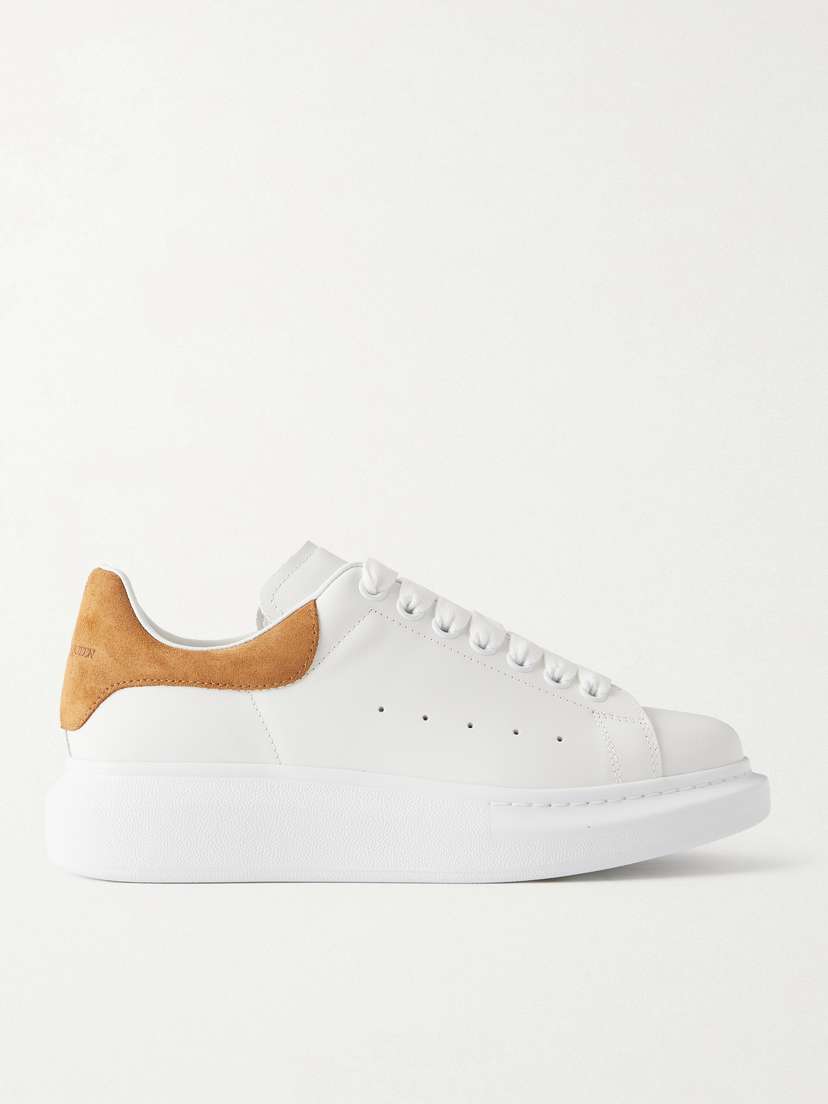 McQueen Suede-trimmed Leather Exaggerated-sole Sneakers