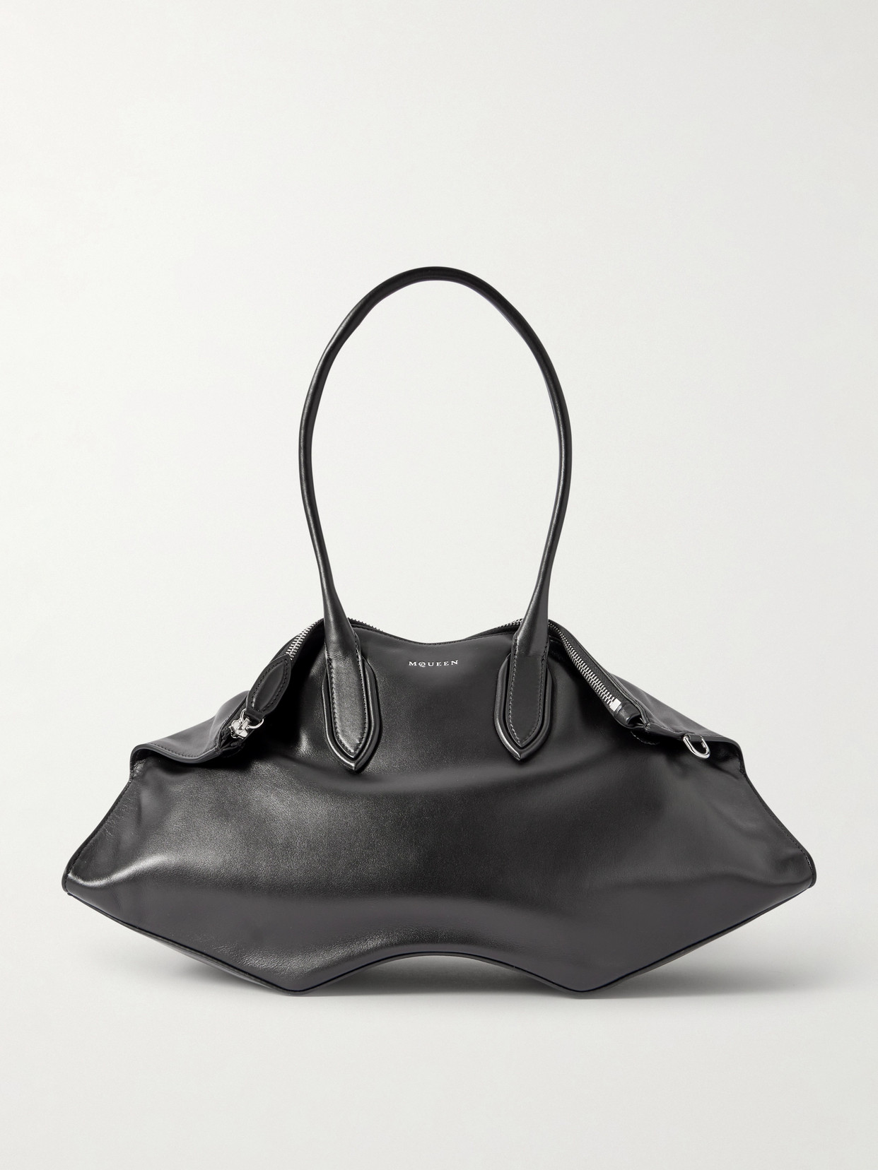 Alexander Mcqueen Manta Leather Shoulder Bag In Black