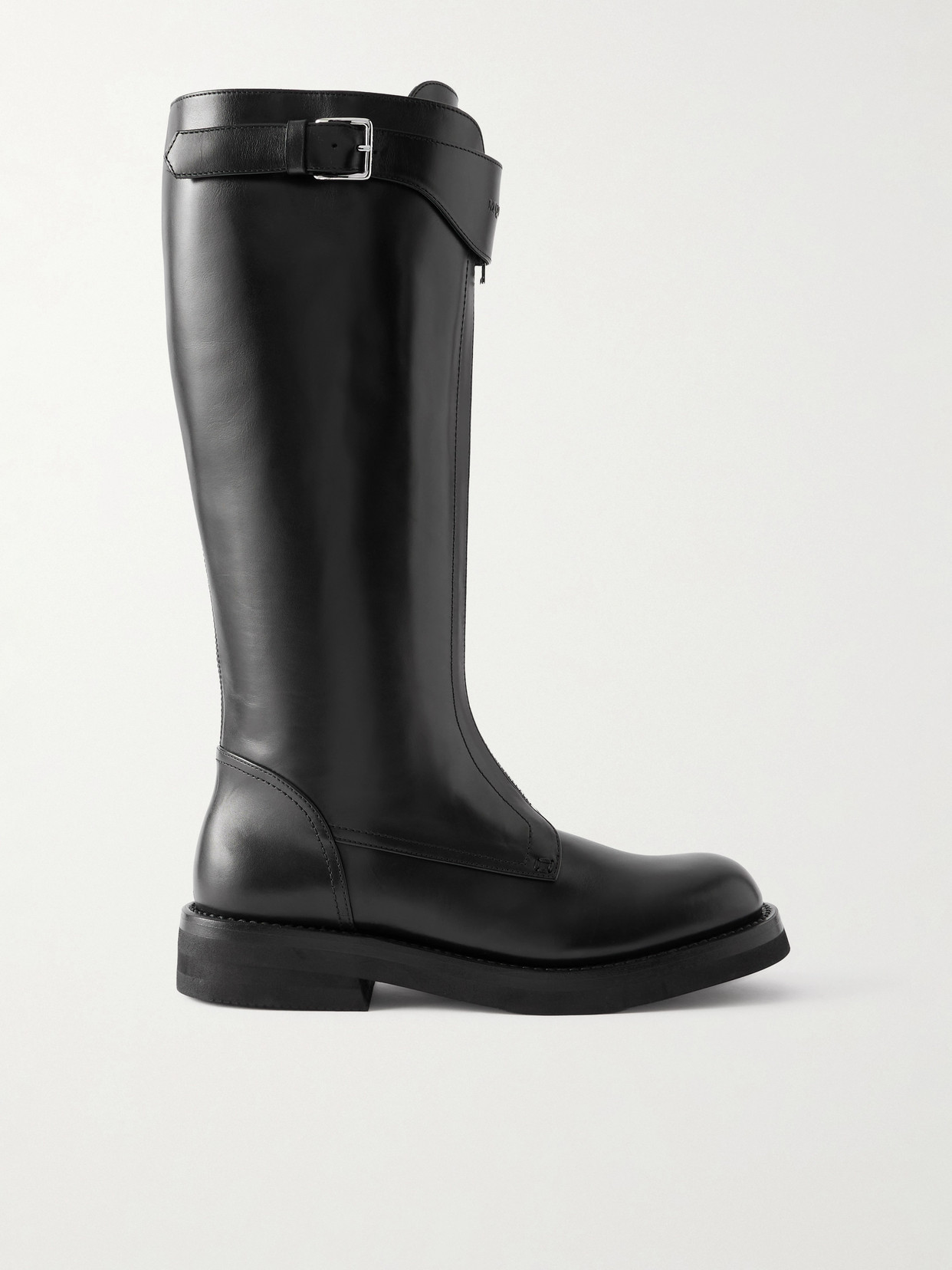 Alexander Mcqueen Countryside Leather Knee Boots In Black