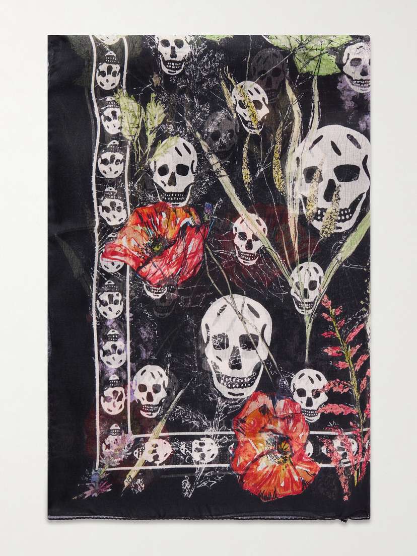 McQueen Printed Silk-voile Scarf