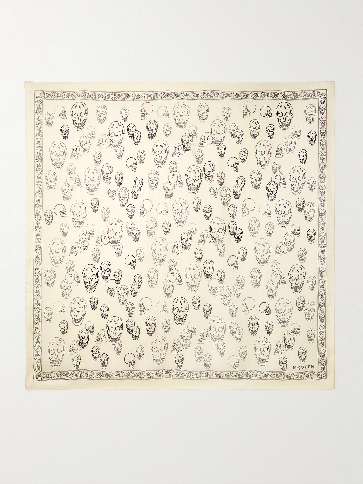 Alexander Mcqueen Printed Silk Scarf In White
