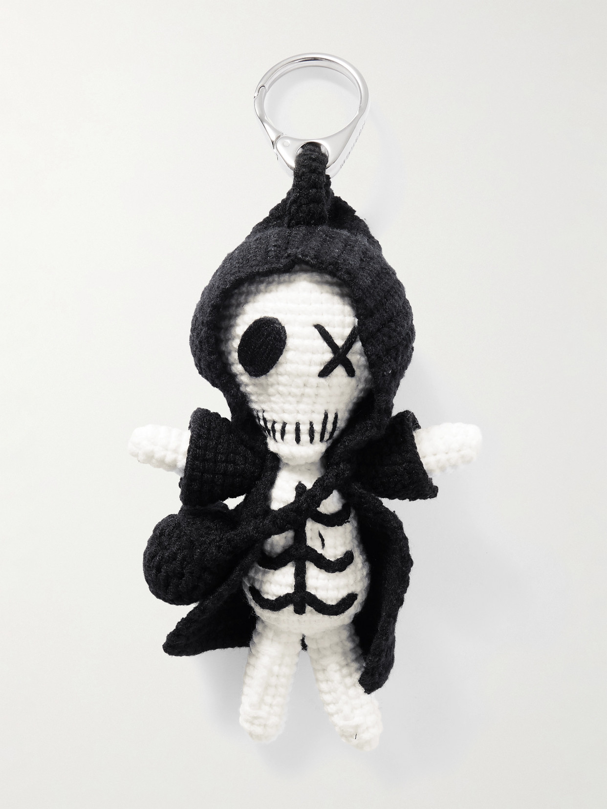 Alexander Mcqueen Doll Crocheted Cotton-blend Charm In Black