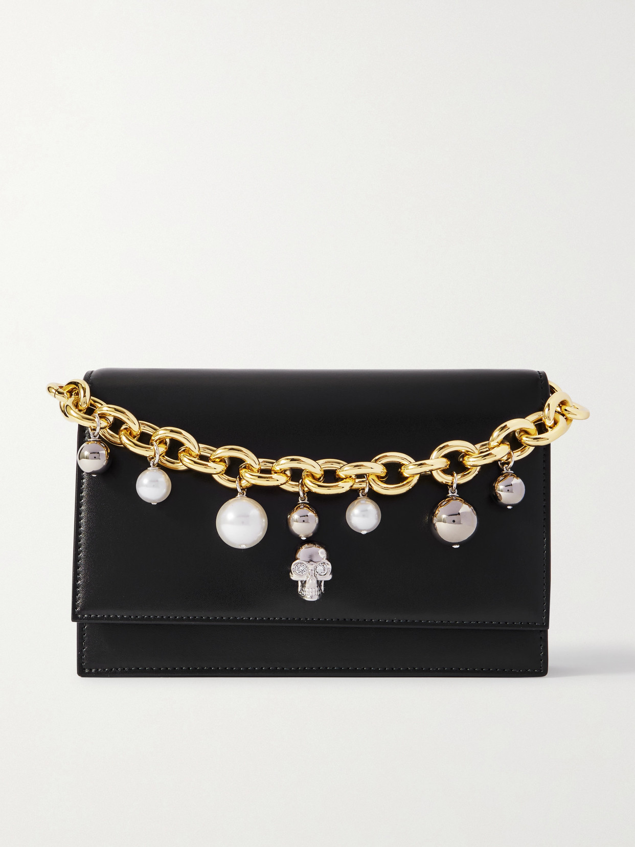 Alexander Mcqueen Skull Leather Clutch In Black