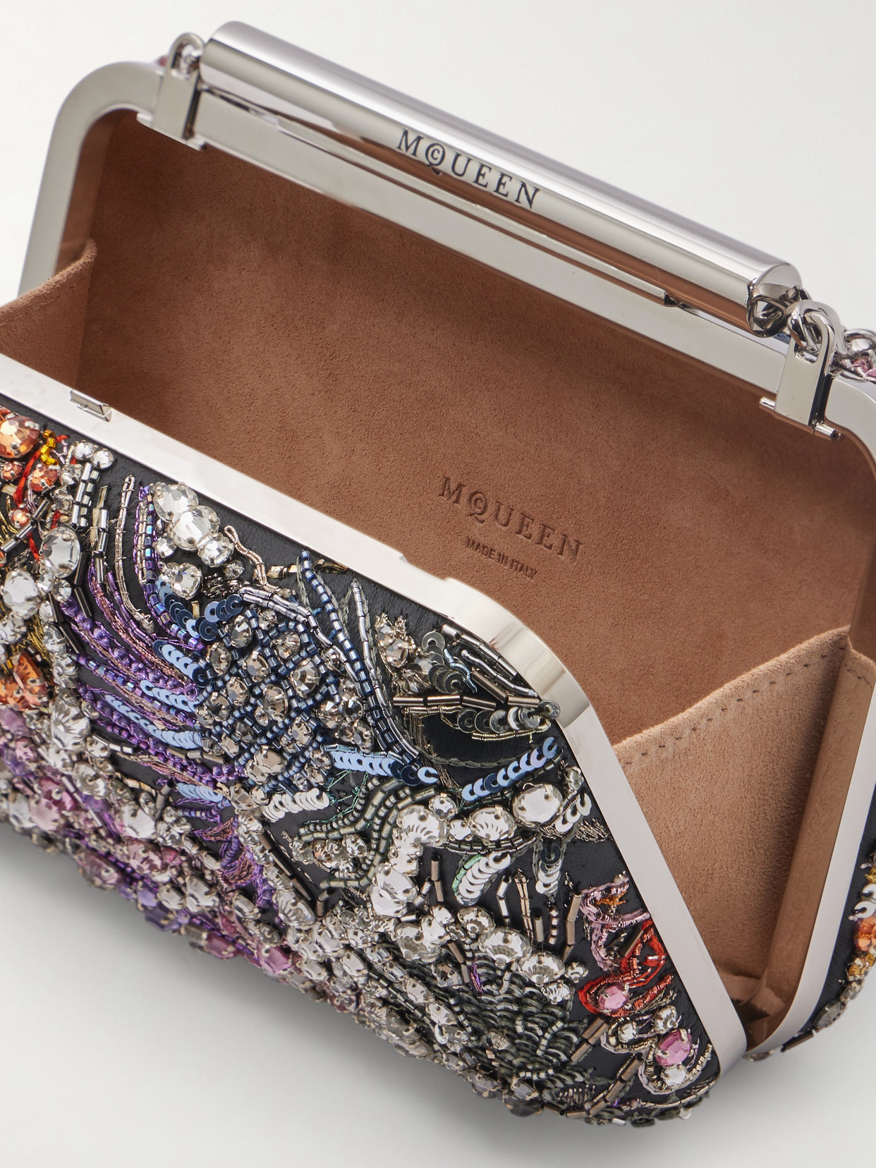 Alexander Mcqueen Embellished Leather Clutch In Red