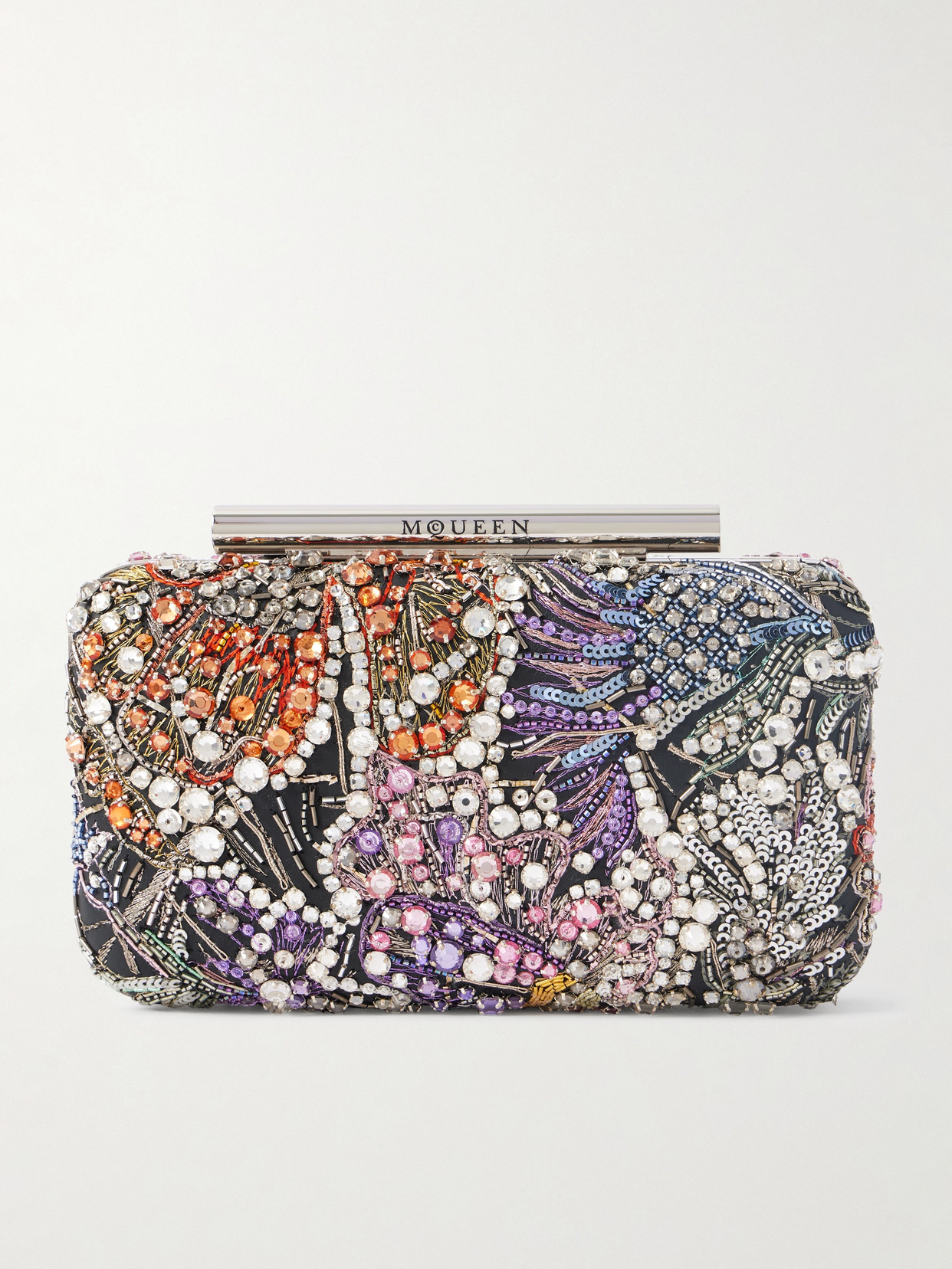 Alexander Mcqueen Embellished Leather Clutch In Red