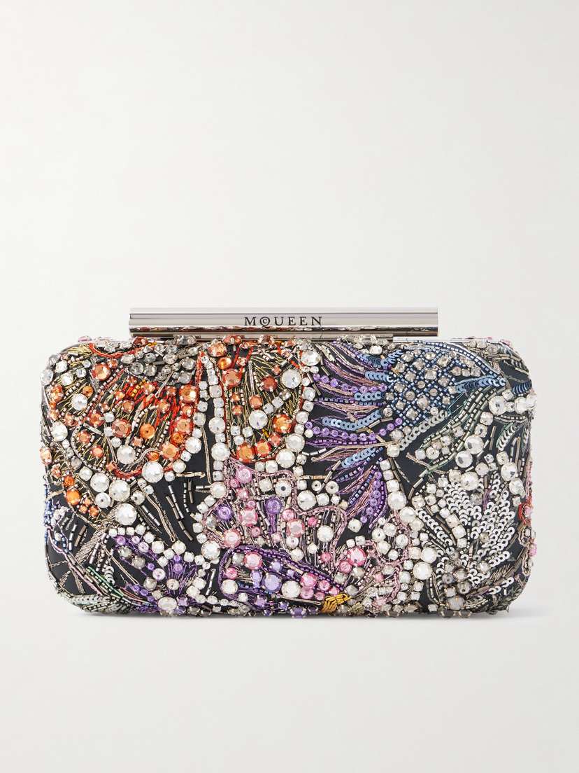 McQueen Embellished Leather Clutch