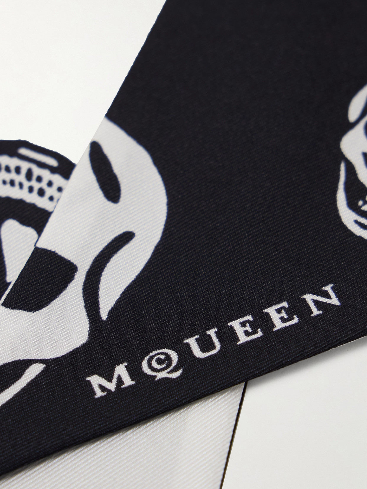 Alexander Mcqueen Printed Silk-twill Scarf In Black