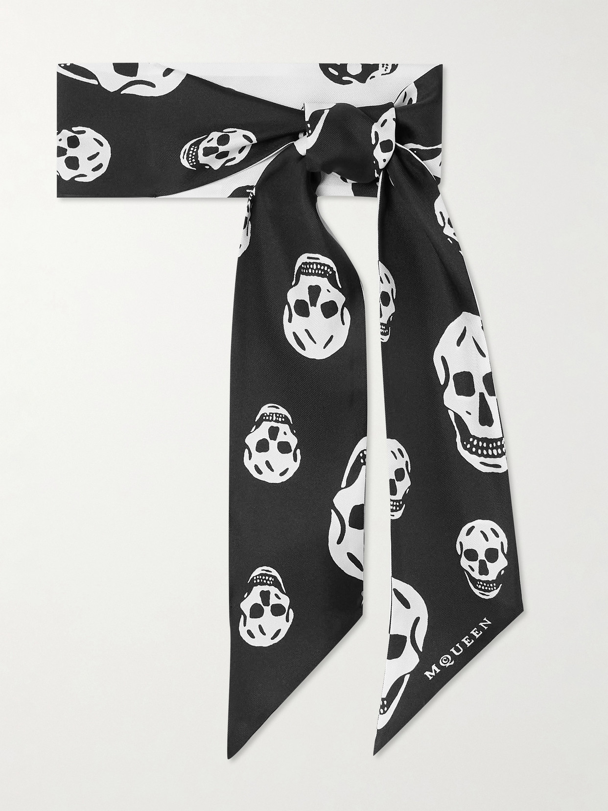 Alexander Mcqueen Printed Silk-twill Scarf In Black