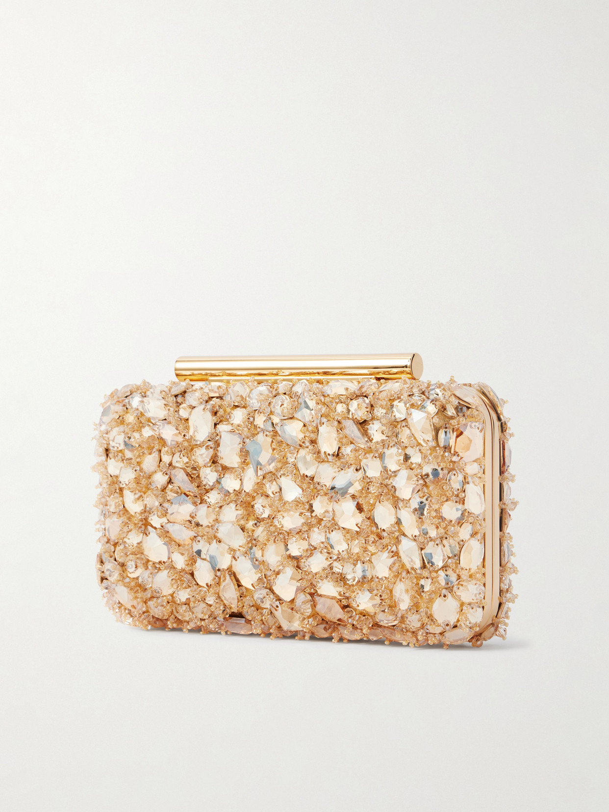 Alexander Mcqueen Embellished Leather Clutch In Gold