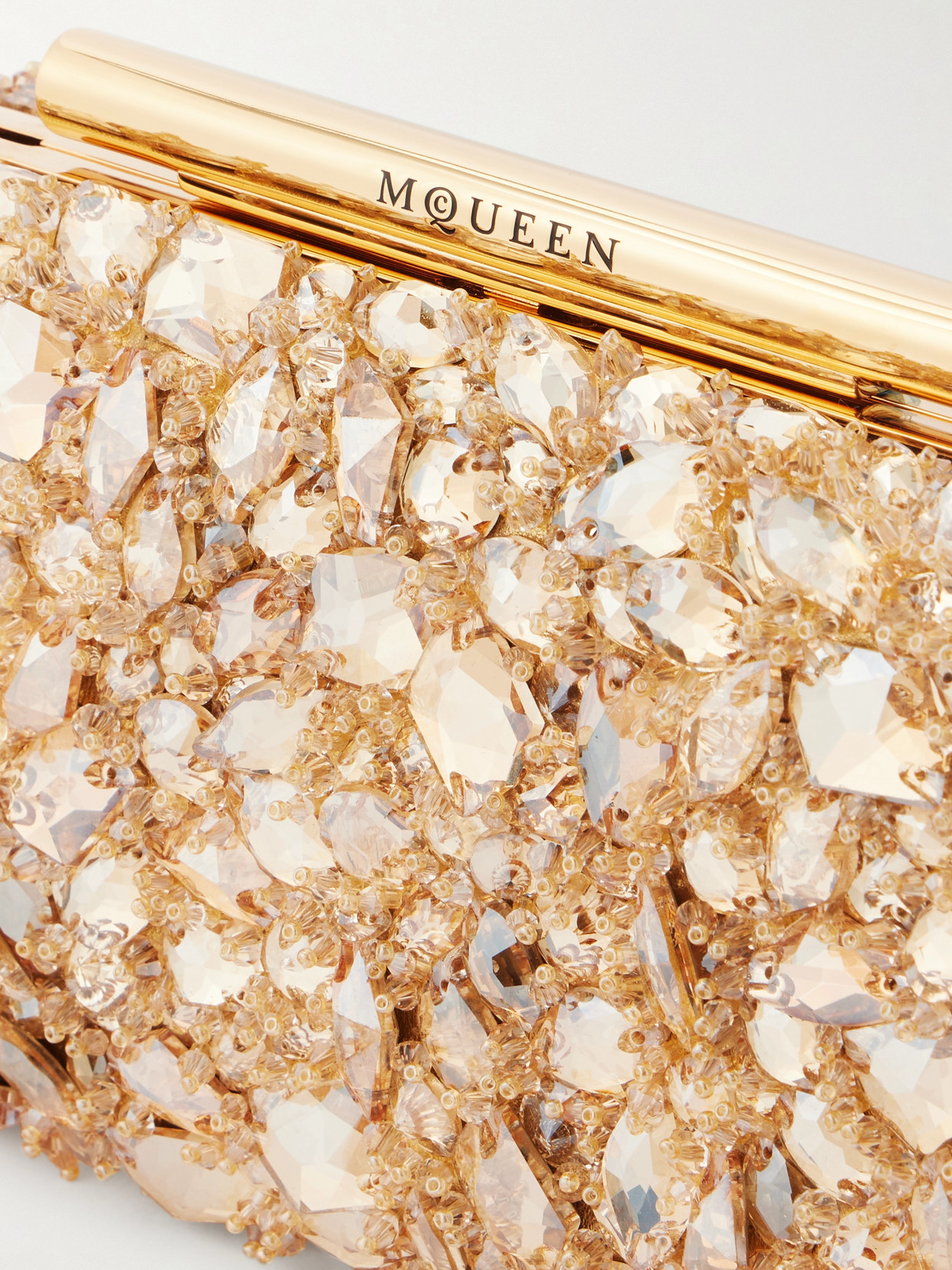 Alexander Mcqueen Embellished Leather Clutch In Gold