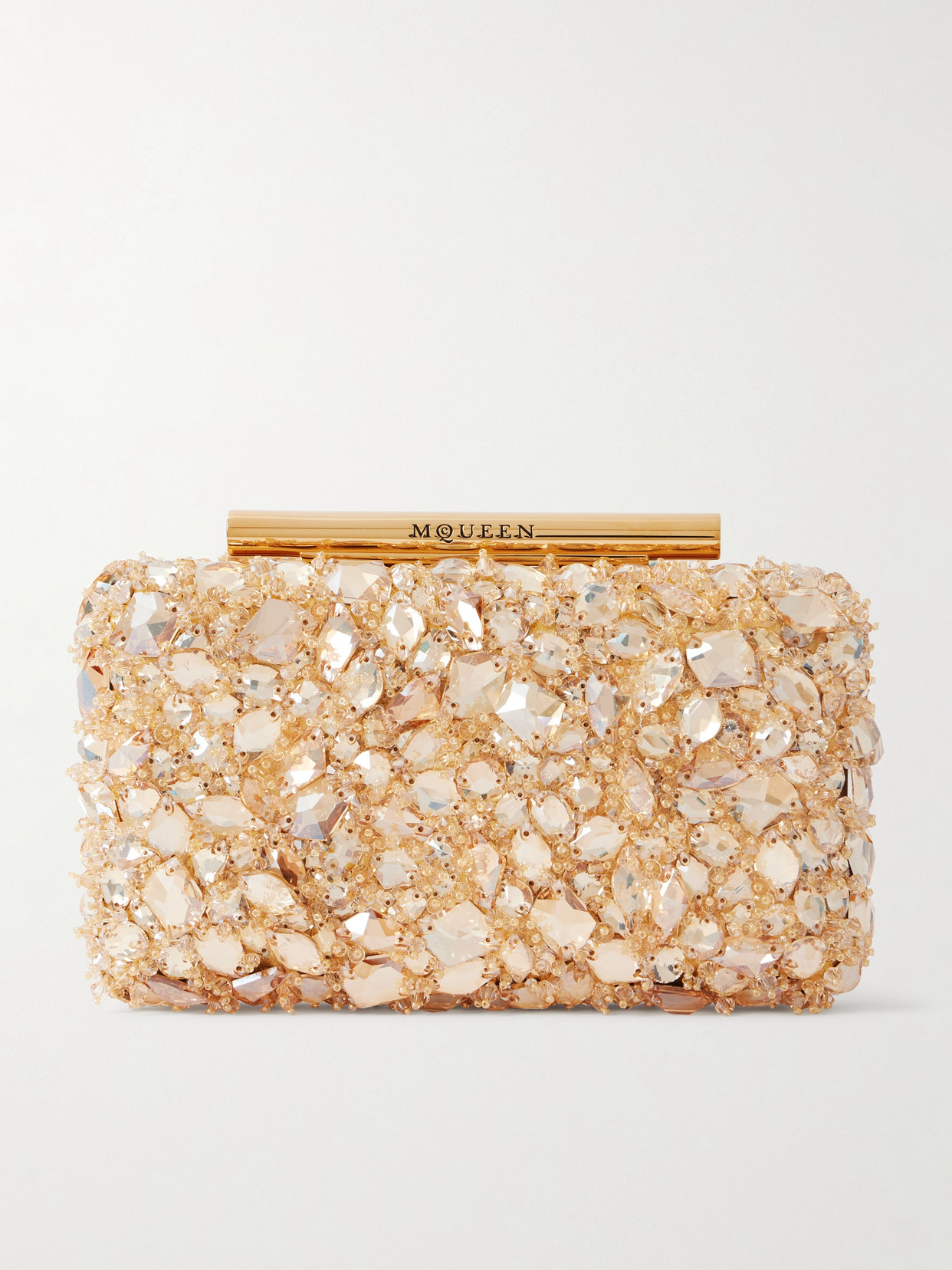 Alexander Mcqueen Embellished Leather Clutch In Gold