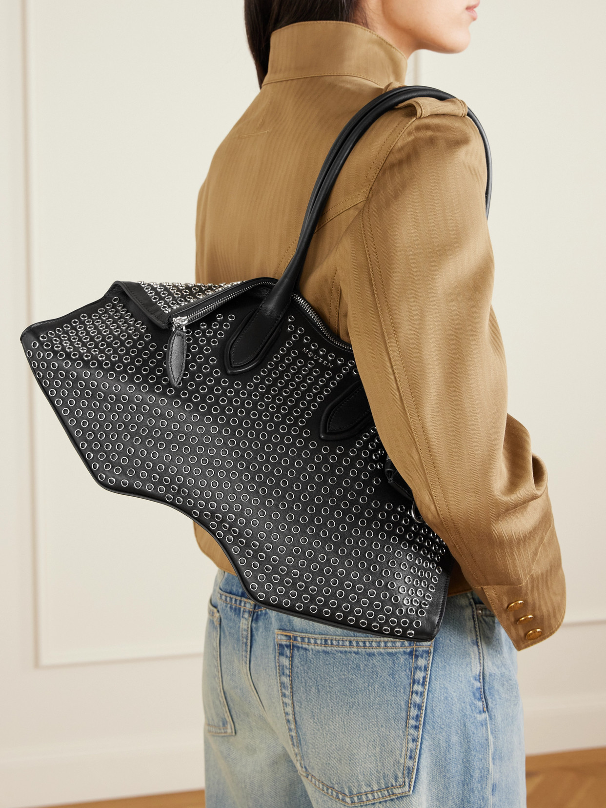 Manta Eyelet-Embellished Shoulder Bag