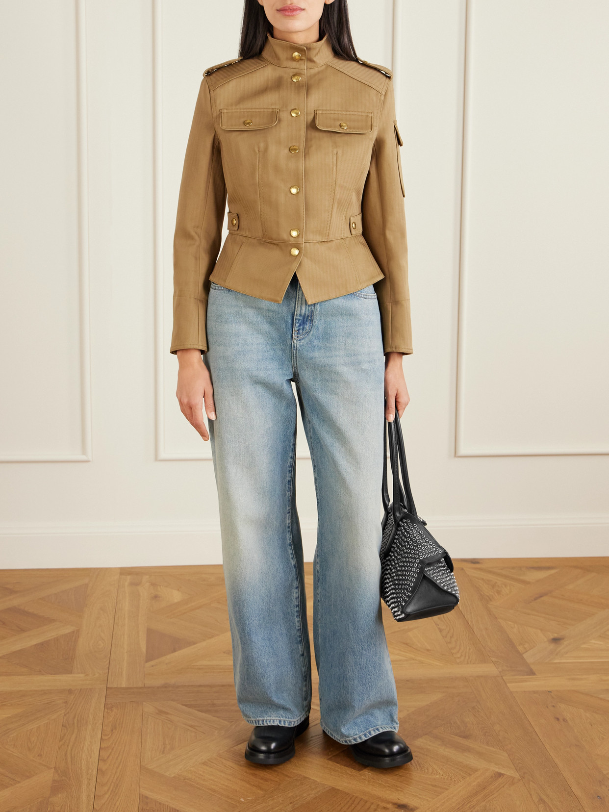 Manta Eyelet-Embellished Shoulder Bag