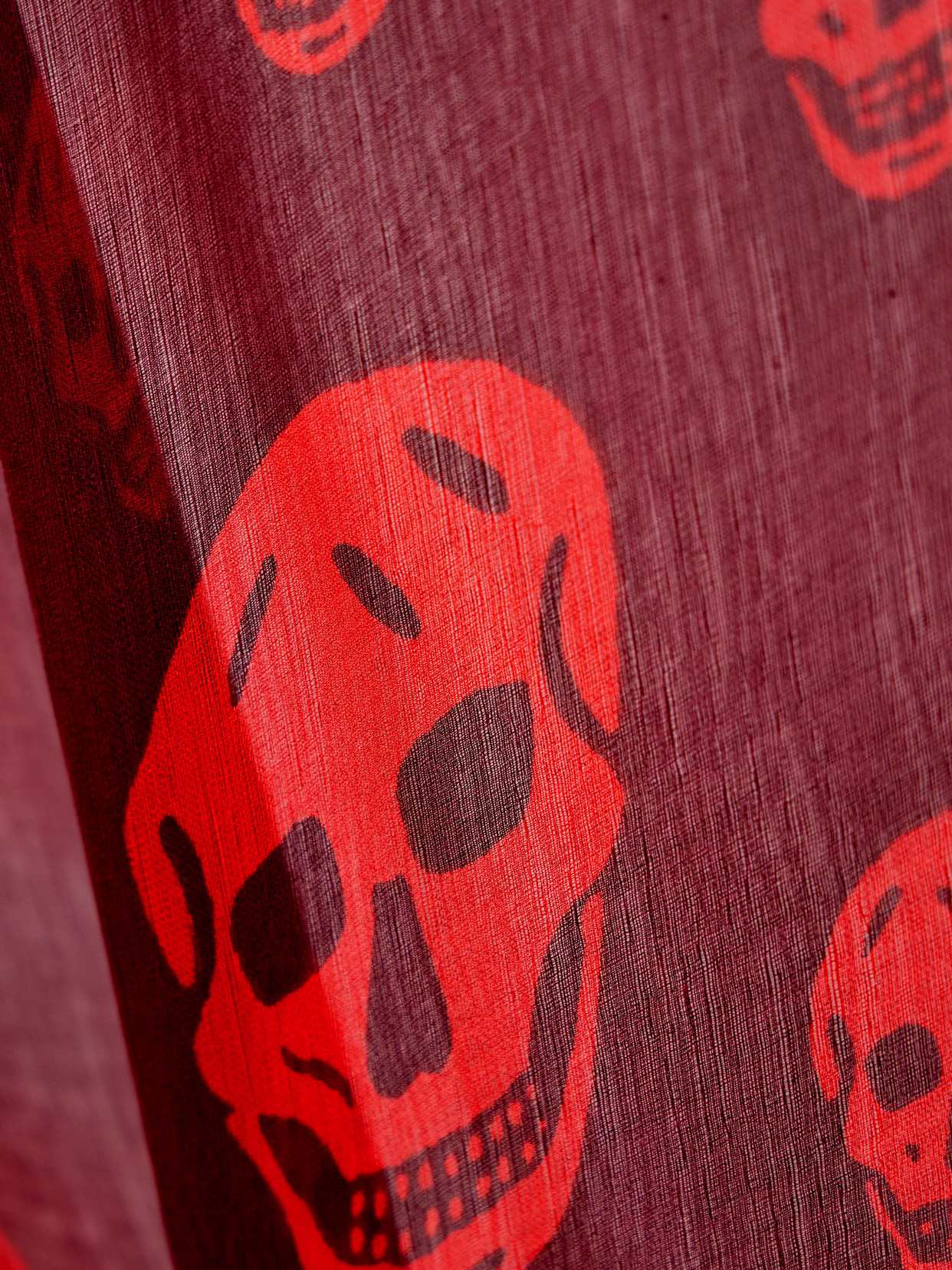 Alexander Mcqueen Printed Silk-chiffon Scarf In Burgundy