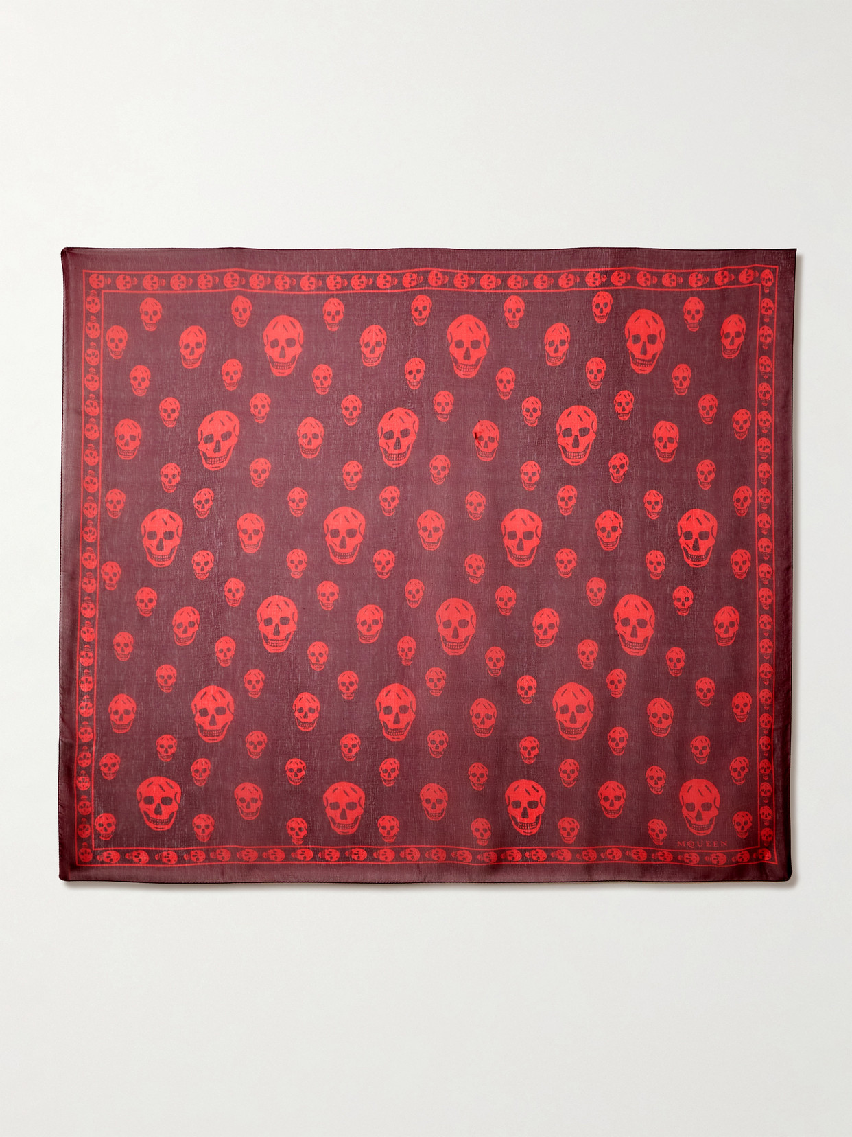 Alexander Mcqueen Printed Silk-chiffon Scarf In Burgundy