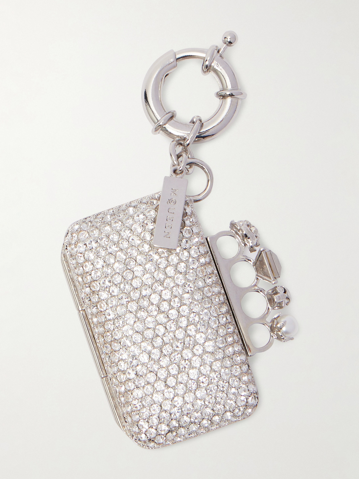 Alexander Mcqueen Silver-tone Bag Charm In Metallic