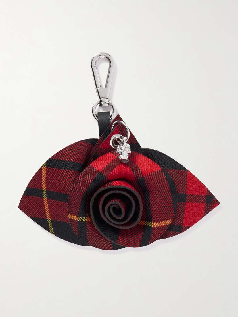 McQueen Silver-tone Checked Jacquard Bag Charm