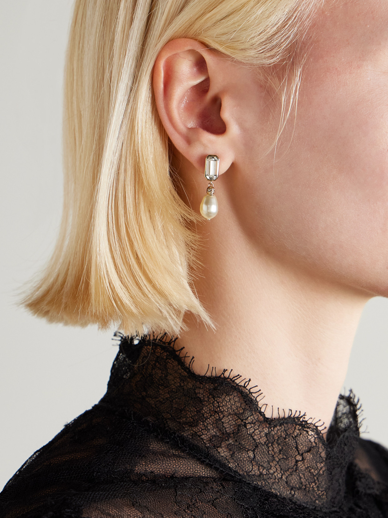 Alexander Mcqueen Skull Gold-tone, Crystal And Faux Pearl Earrings In Metallic